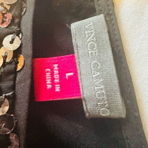 VINCE CAMUTO WOMEN Large Multi Sequined-front Solid Back cap Sleeve Blouse‎ - Picture 3 of 7